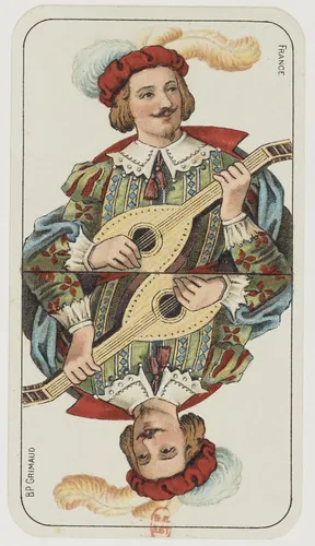 Dans le tarot français, quel instrument tient le personnage représenté sur l'Excuse ?